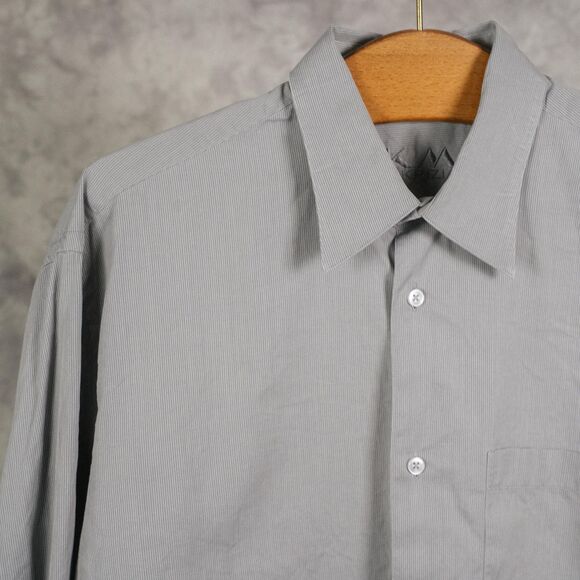 Vintage Krizia Shirt | Gray Button Down | Two Ply Cotton | Made In Italy - Picture 3 of 6